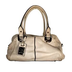 B Markowsky Soft Leather Double Handle Satchel Handbag Off-White